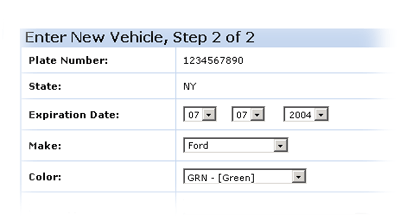 Enter details of the ticketed vehicle